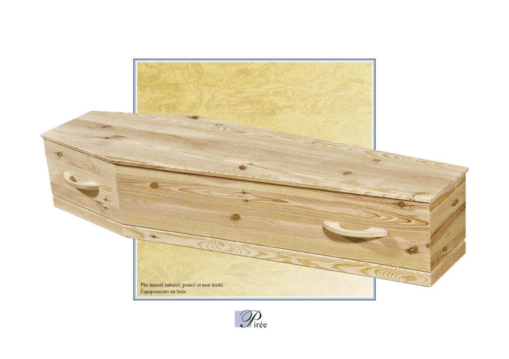 Cercueil en bois de pin clair brut