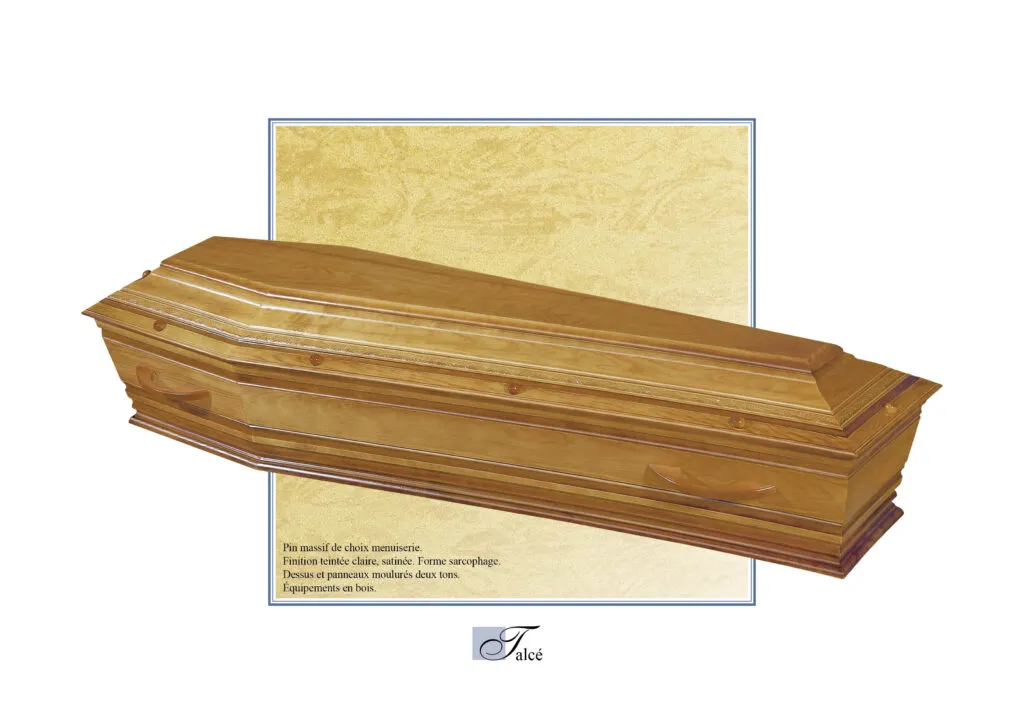 Cercueil en bois massif clair de style traditionnel