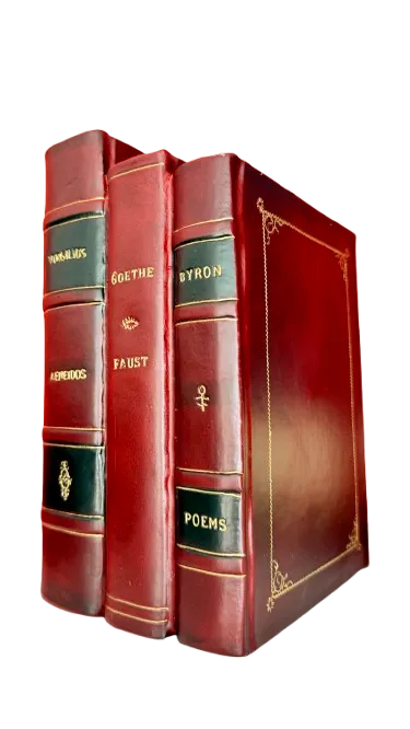 Urne funéraire design en forme de reliure de livres anciens en cuir rouge